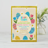 Easter Egg Hunt | Gold Frame Floral Holiday Kaart (Staand voorkant)