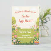 Easter Egg Hunt Invitation – Cute Spring invite Kaart (Staand voorkant)