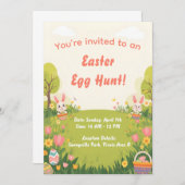 Easter Egg Hunt Invitation – Cute Spring invite Kaart (Voorkant / Achterkant)