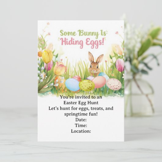 Easter Egg Hunt Invitation – Spring Easter Party Kaart (Staand voorkant)