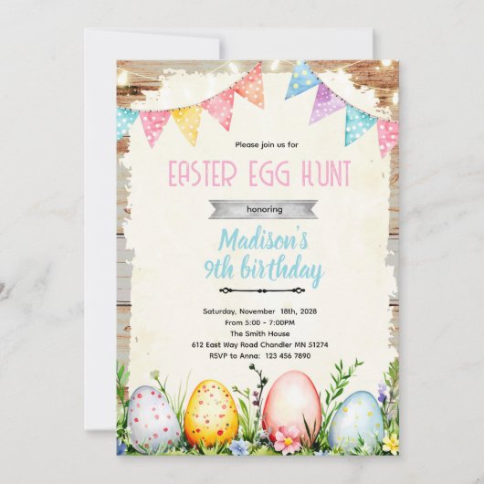 Easter egg Hunt party Invitation Kaart (Voorkant)