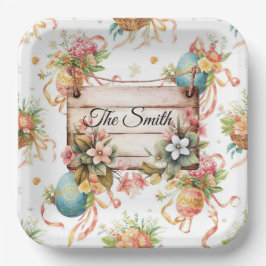 Easter Egg Hunt Party with Family Name Papieren Bordje