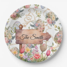 Easter Egg Hunt Party with Family Name Papieren Bordje