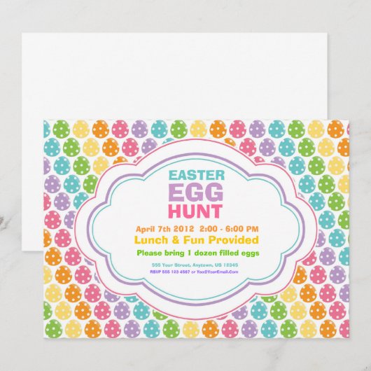 Easter Egg Hunt Rainbow Uitnodigingen (Voorkant / Achterkant)