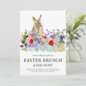 Easter Egg Hunt Spring Brunch Cute Bunny Floral Kaart (Staand voorkant)