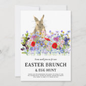 Easter Egg Hunt Spring Brunch Cute Bunny Floral Kaart (Voorkant)