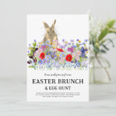 Easter Egg Hunt Spring Brunch Cute Bunny Floral Kaart (Staand voorkant)