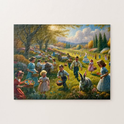 Easter Egg Hunt Springtime Picnic Family Fun Legpuzzel (Horizontaal)