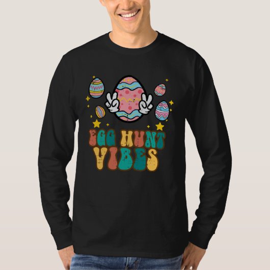 Easter Egg Hunt Vibes Peace Sign Retro Groovy Men  T-shirt (Voorkant)