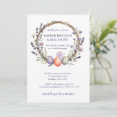 Easter Egg Hunt Watercolor Lavender Cute Bunny Kaart (Staand voorkant)