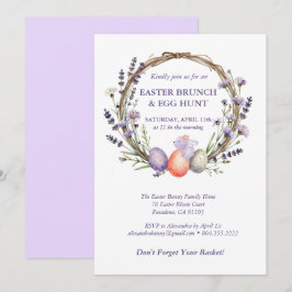 Easter Egg Hunt Watercolor Lavender Cute Bunny Kaart