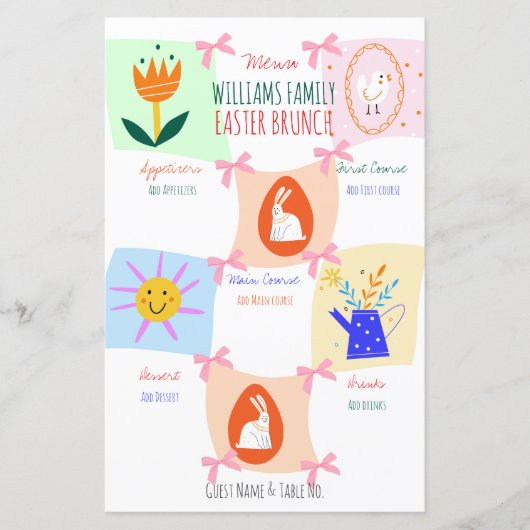 Easter Egg Hunt Wavy Checkerboard Brunch Menu (Voorkant)