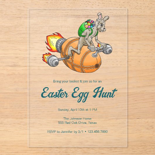 Easter Egg Hunt with Rocket Bunny Acryl Uitnodigingen (Voorkant)