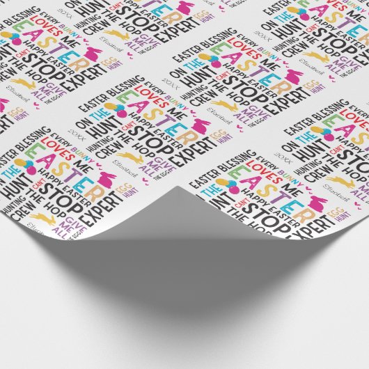 Easter Egg Hunt Word Cloud Pattern Kind Name White Cadeaupapier (Hoek)