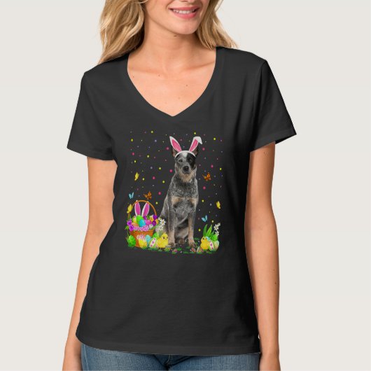 Easter Egg Hunting Blue Heeler Dog Easter Su T-shirt (Voorkant)