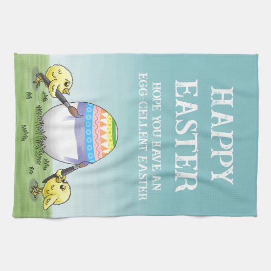 Easter egg is painted by the chickens theedoek (Horizontaal)