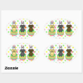 Easter Egg Lab Puppies Cartoon Ovale Sticker (Vel)
