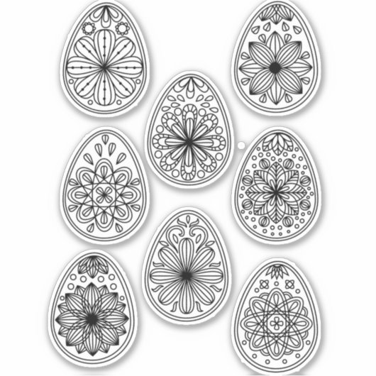 Easter Egg Line Art Sticker (Voorkant)