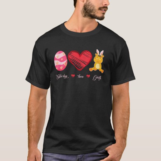 Easter Egg Love Giraffe Bunny Animal Pet Day T-shirt (Voorkant)