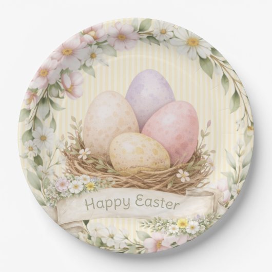 Easter Egg Nest | Happy Easter Papieren Bordje (Voorkant)