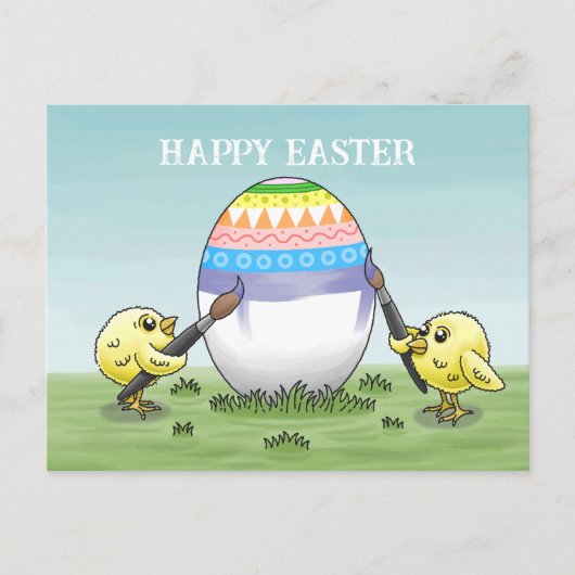 Easter egg painted by the chickens feestdagenkaart (Voorkant)