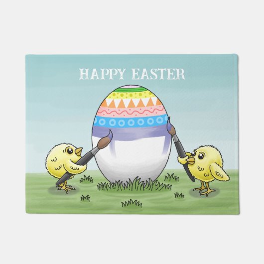 Easter egg painted by the two chickens deurmat (Voorkant)