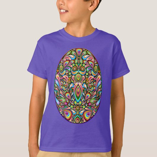 Easter Egg Psychedelic Design Kids Organic T-Shirt (Voorkant)