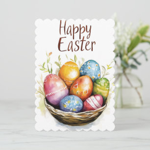 Easter Egg Waterverf Schattige Eenvoudig Feestdagenkaart