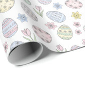 Easter Eggs and Flowers Pastel Colors Cadeaupapier (Rol Hoek)