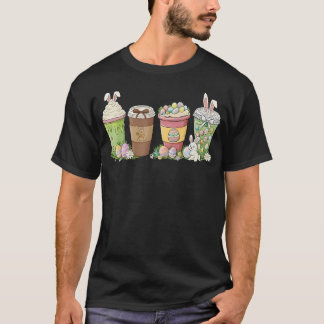 Easter Eggs Coffee Bunny Cups Latte Iced Cream T-shirt