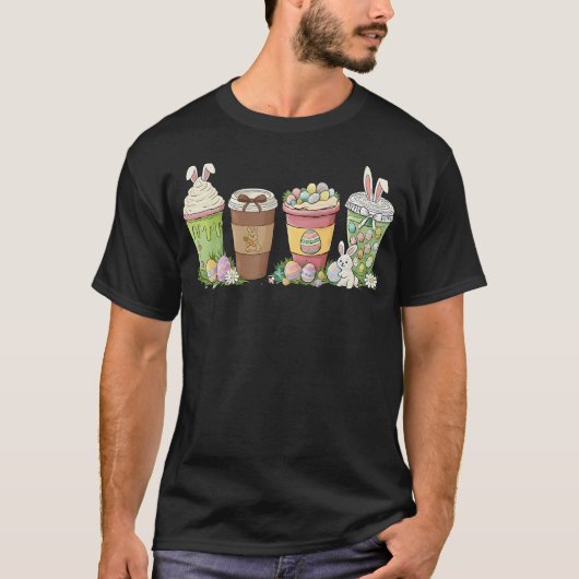 Easter Eggs Coffee Bunny Cups Latte Iced Cream T-shirt (Voorkant)