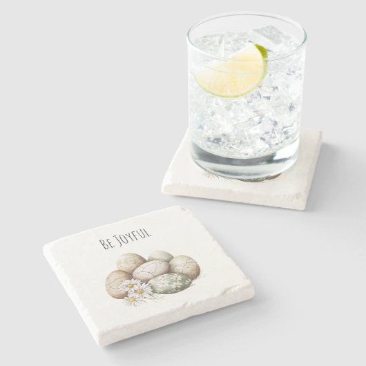 Easter Eggs Daisy Flowers  Stenen Onderzetter (Zijkant)