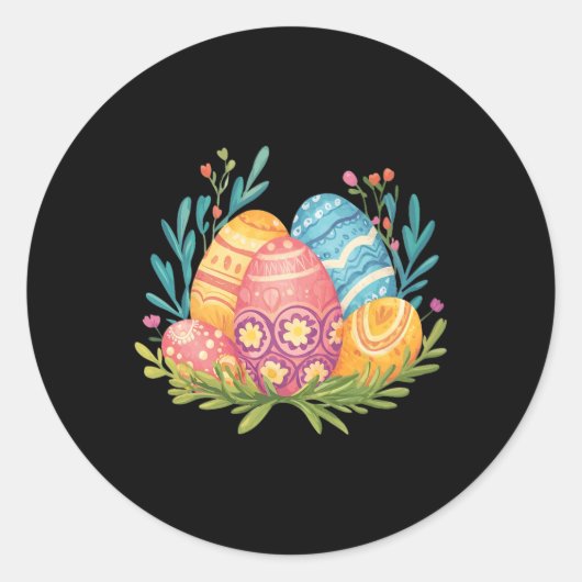 Easter Eggs Graphic Ronde Sticker (Voorkant)
