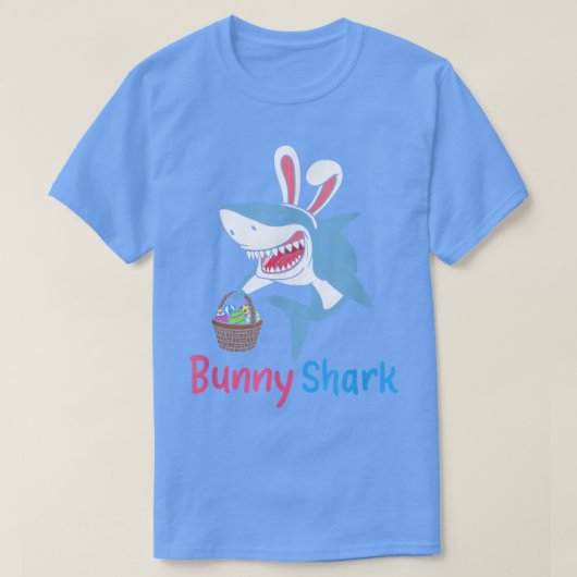 Easter Eggs Hunting Bunny Shark With Easter Basket T-shirt (Design voorkant)