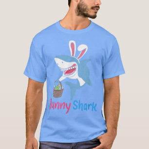 Easter Eggs Hunting Bunny Shark With Easter Basket T-shirt