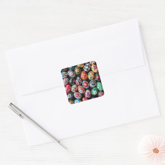 Easter Eggs of Painted Spring Vierkante Sticker (Envelop)