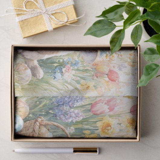 Easter Eggs Tulips and Cute Cat  Tissuepapier (Geschenk)