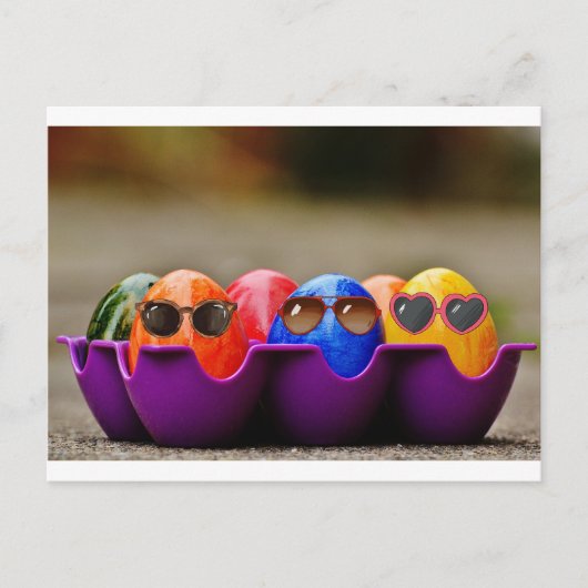 Easter Eggs Wearing Sunglasses, shades, colored Feestdagenkaart (Voorkant)