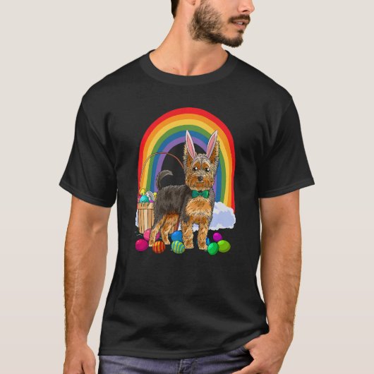 Easter Eggs Yorkshire Terrier Bunny Yorkie Dog Pre T-shirt (Voorkant)