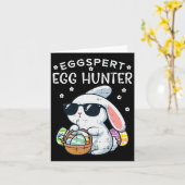 Easter Eggspert Egg Hunter Bunny Boys Meisjes Kind Kaart (Gele Bloem)