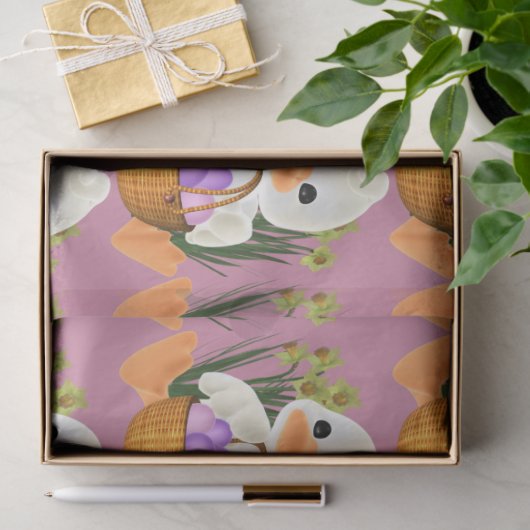 Easter-eieren in mand tissuepapier (Geschenk)