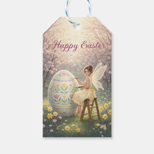 Easter Fairy Painting Egg Spring Cadeaulabel (Voorkant)
