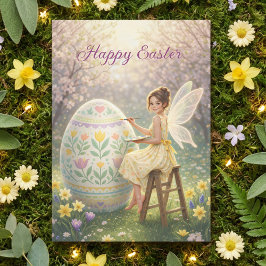Easter Fairy Painting Egg Spring Feestdagenkaart