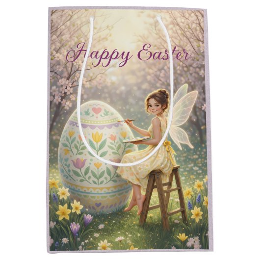 Easter Fairy Painting Egg Spring Medium Cadeauzakje (Voorkant)