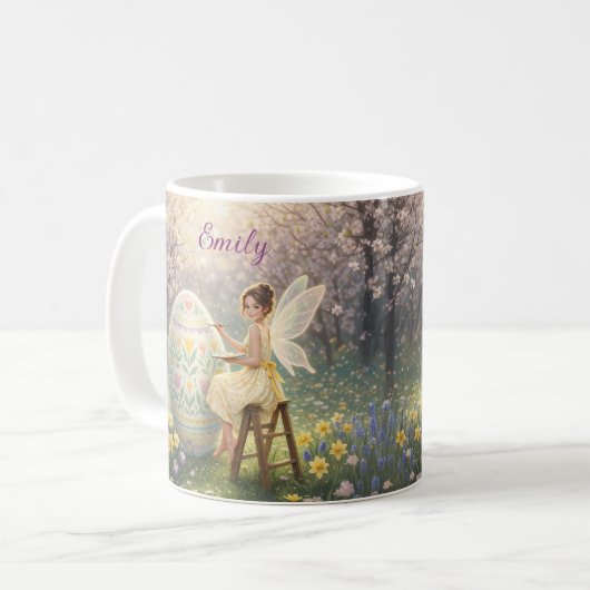 Easter Fairy Painting Egg Spring Name Koffiemok (Voorkant links)