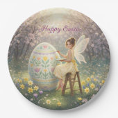 Easter Fairy Painting Egg Spring Papieren Bordje (Voorkant)