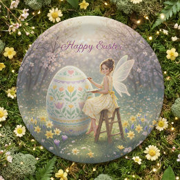 Easter Fairy Painting Egg Spring Papieren Bordje
