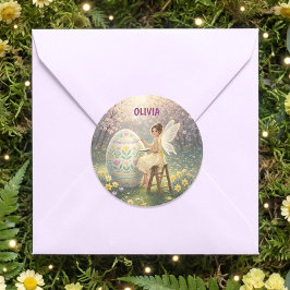 Easter Fairy Painting Egg Spring Ronde Sticker