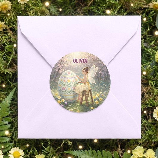 Easter Fairy Painting Egg Spring Ronde Sticker