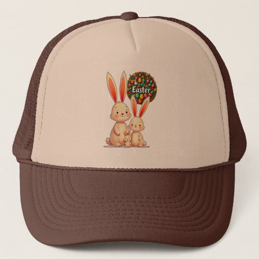 Easter Family – Cute Bunny Celebration - boné Trucker Pet (Voorkant)